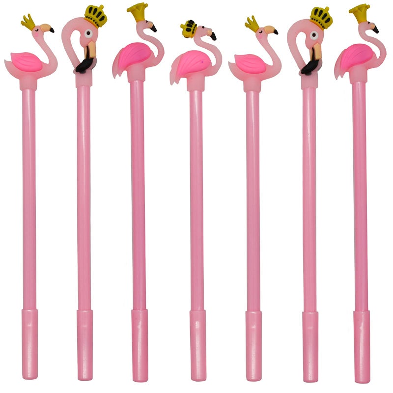 Maydahui 28 PCS Crown Flamingo Shaped Rollerball Pen Black Gel Ink Pens Cute Animal Design for Office School Home - Image 1